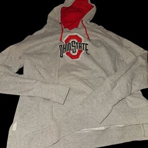 Colosseum Gray Hoodie with Red Lined Hood and Red Drawstrings